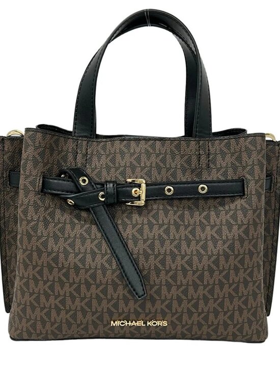 Michael Kors Handbags - MICHAEL KORS Black Dark Brown PVC Leather Handbag